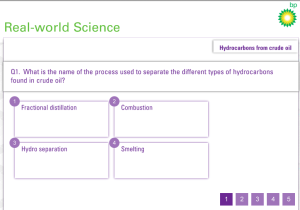 BP Education. Hydrocarbons from crude oil quiz